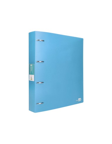 Carpeta liderpapel 4 anillas mixtas 40 mm polipropileno din a4 celeste opaco