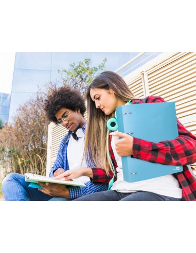 Carpeta liderpapel 4 anillas mixtas 40 mm polipropileno din a4 celeste opaco