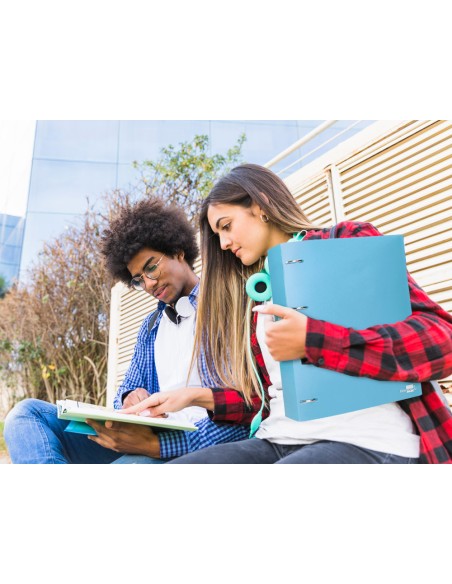 Carpeta liderpapel 4 anillas mixtas 40 mm polipropileno din a4 celeste opaco