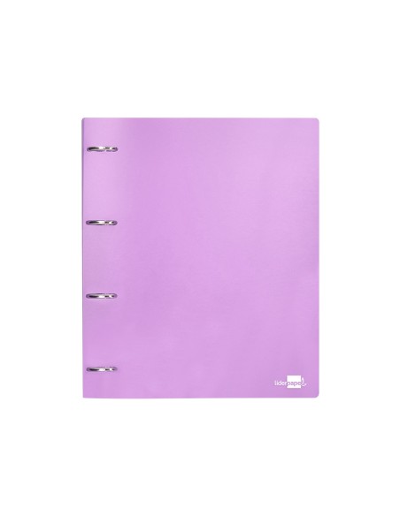 Carpeta liderpapel 4 anillas mixtas 40 mm polipropileno din a4 lavanda opaco