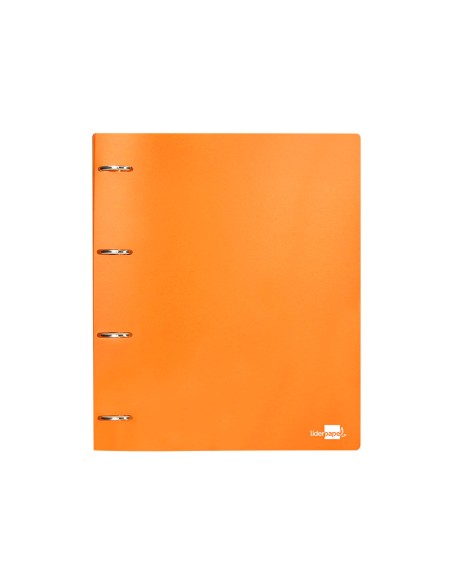Carpeta liderpapel 4 anillas mixtas 40 mm polipropileno din a4 naranja fluor opaco
