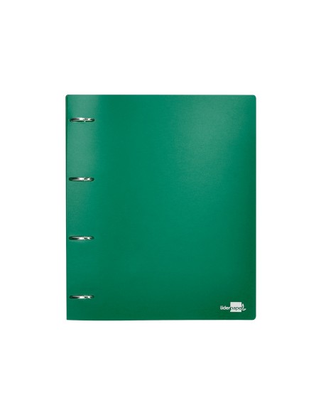 Carpeta liderpapel 4 anillas mixtas 40 mm polipropileno din a4 verde translucido