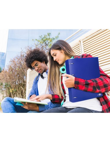 Carpeta liderpapel 4 anillas mixtas 40 mm polipropileno din a4 azul translucido