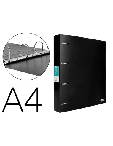 Carpeta liderpapel 4 anillas 40 mm mixtas polipropileno din a4 negro opaco