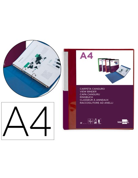 Carpeta liderpapel canguro 2 anillas 25 mm mixtas polipropileno din a4 rojo translucido Carpeta liderpapel canguro 2 anillas 25 mm mixtas polipropileno din a4 rojo translucido