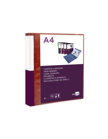 Carpeta liderpapel canguro 2 anillas 25 mm mixtas polipropileno din a4 rojo translucido Carpeta liderpapel canguro 2 anillas 25 mm mixtas polipropileno din a4 rojo translucido