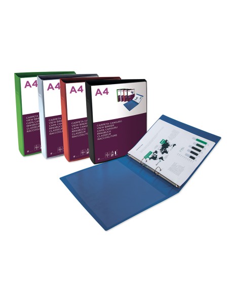 Carpeta liderpapel canguro 2 anillas 25 mm mixtas polipropileno din a4 azul translucido