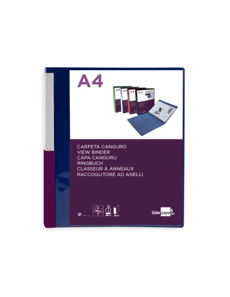 Carpeta liderpapel canguro 2 anillas 25 mm mixtas polipropileno din a4 azul translucido