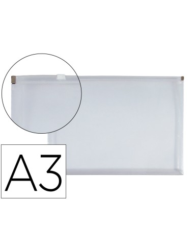 Carpeta dossier liderpapel a3 cierre de cremallera transparente