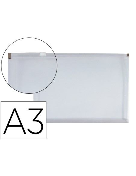 Carpeta dossier liderpapel a3 cierre de cremallera transparente