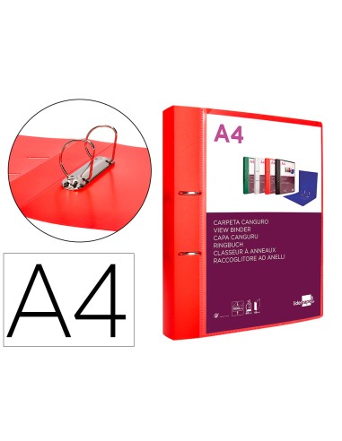 Carpeta liderpapel canguro 2 anillas 40 mm mixtas polipropileno din a4 rojo translicudo