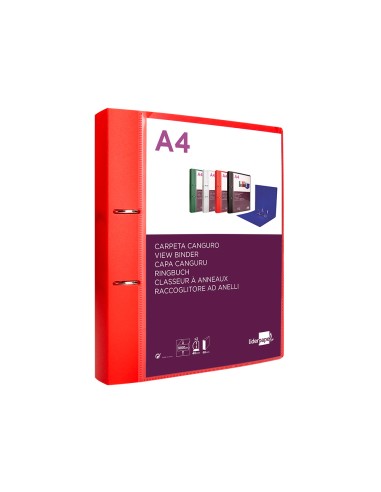 Carpeta liderpapel canguro 2 anillas 40 mm mixtas polipropileno din a4 rojo translicudo