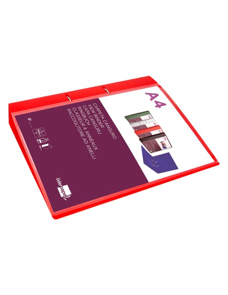 Carpeta liderpapel canguro 2 anillas 40 mm mixtas polipropileno din a4 rojo translicudo