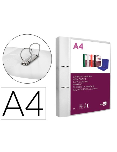 Carpeta liderpapel canguro 2 anillas 40 mm mixtas polipropileno din a4 transparente