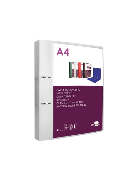 Carpeta liderpapel canguro 2 anillas 40 mm mixtas polipropileno din a4 transparente
