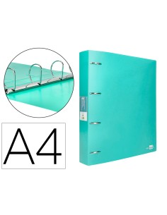Carpeta liderpapel 4 anillas mixtas 40 mm polipropileno din a4 verde manzana opaco