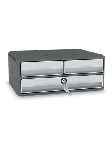 Fichero cajones de sobremesa cep moov up reciclado 80 con cerradura reciclado 80 3 cajones color gris