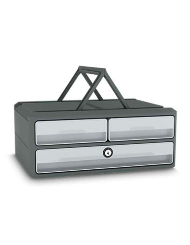 Fichero cajones de sobremesa cep moov up reciclado 80 con cerradura reciclado 80 3 cajones color gris