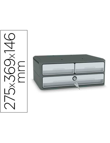 Fichero cajones de sobremesa cep moov up reciclado 80 con cerradura reciclado 80 3 cajones color gris
