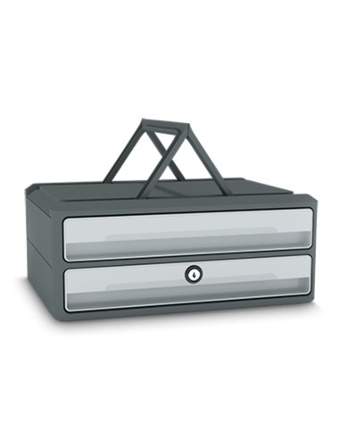 Fichero cajones de sobremesa cep moov up reciclado 80 con cerradura reciclado 80 2 cajones color gris