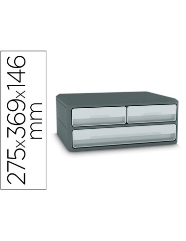 Fichero cajones de sobremesa cep moov up reciclado 80 3 cajones color gris 275x369x146 mm