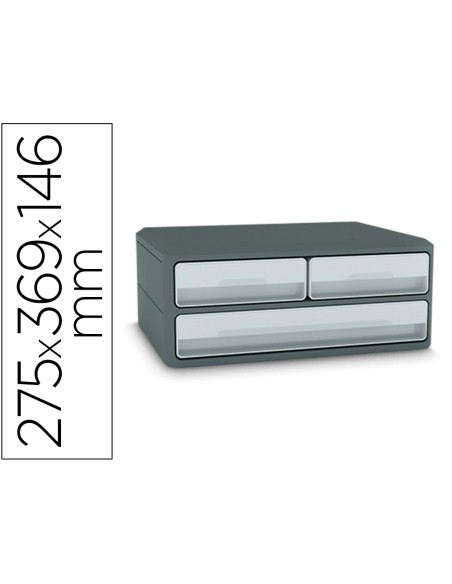 Fichero cajones de sobremesa cep moov up reciclado 80 3 cajones color gris 275x369x146 mm