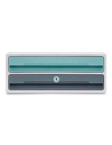 Fichero cajones de sobremesa cep moov up reciclado 80 con cerradura 2 cajones color azul gris 275x369x146 mm