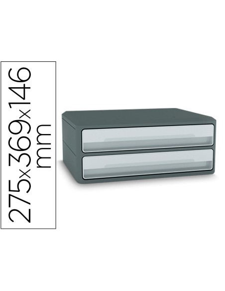 Fichero cajones de sobremesa cep moov up reciclado 80 2 cajones color gris 275x369x146 mm
