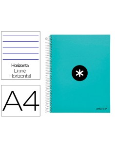 Cuaderno espiral a4 micro antartik tapa forrada 120h 100 gr horizontal 5 banda4 taladores color menta