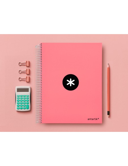 Cuaderno espiral a4 micro antartik tapa forrada 120h 100 gr horizontal 5 banda4 taladors color coral