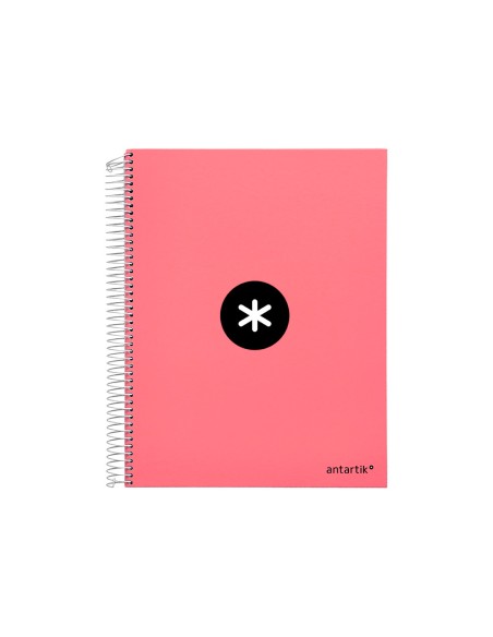 Cuaderno espiral a4 micro antartik tapa forrada 120h 100 gr horizontal 5 banda4 taladors color coral