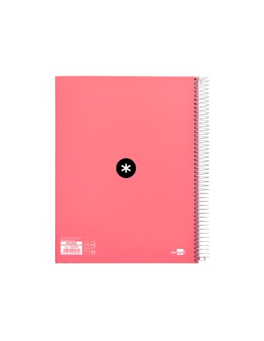 Cuaderno espiral a4 micro antartik tapa forrada 120h 100 gr horizontal 5 banda4 taladors color coral