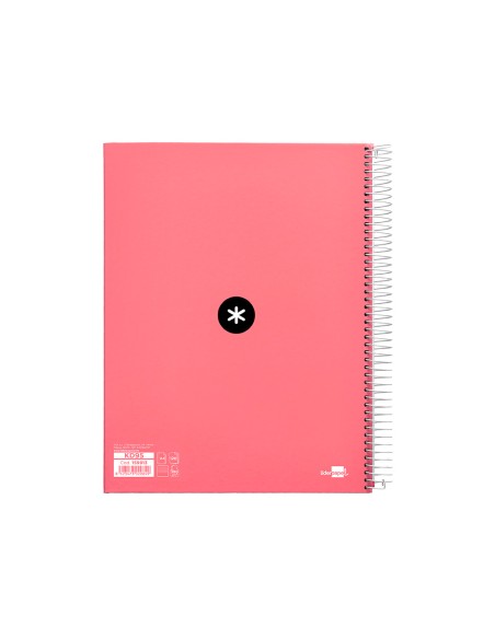 Cuaderno espiral a4 micro antartik tapa forrada 120h 100 gr horizontal 5 banda4 taladors color coral