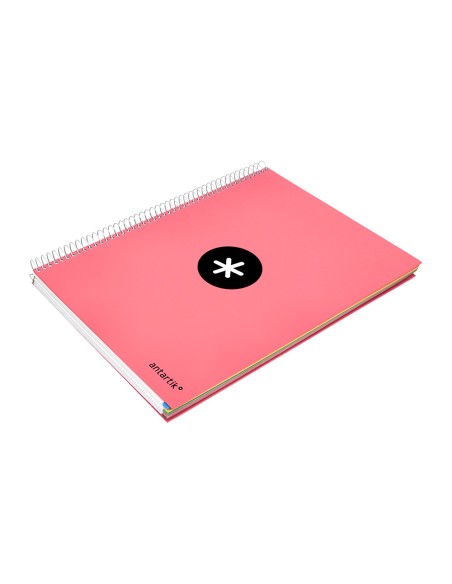 Cuaderno espiral a4 micro antartik tapa forrada 120h 100 gr horizontal 5 banda4 taladors color coral
