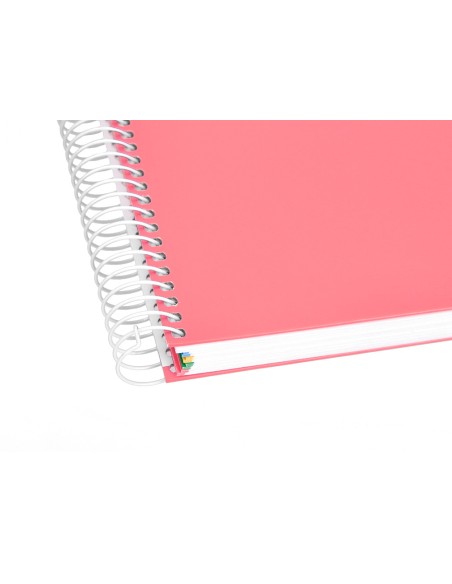 Cuaderno espiral a4 micro antartik tapa forrada 120h 100 gr horizontal 5 banda4 taladors color coral