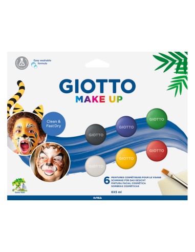 Set giotto make up pintura facial 6 botes 5 ml colores clasicos