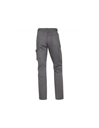 Pantalon de trabajo deltaplus cintura elastica 5 bolsillos color gris negro talla xs