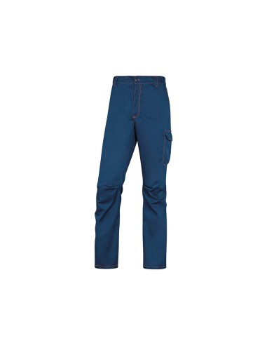 Pantalon de trabajo deltaplus cintura elastica 5 bolsillos color azul marino naranja talla xxl