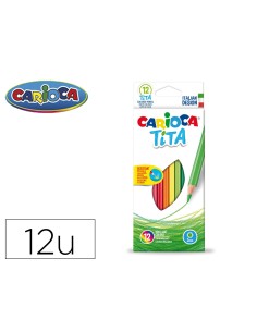 Lapices de colores carioca tita hexagonal caja de 12 unidades colores surtidos