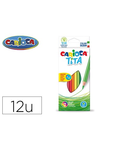 Lapices de colores carioca tita hexagonal caja de 12 unidades colores surtidos