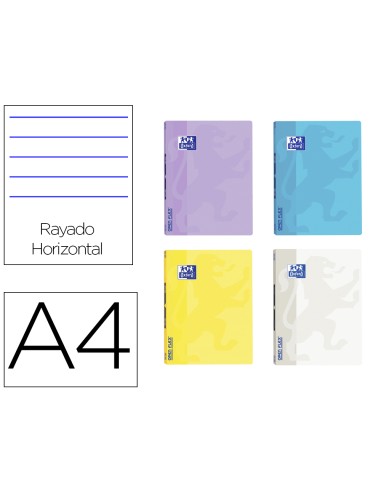Libreta grapada oxford openflex tapa plastico din a4 48 hojas horizontal colores pastel surtidos