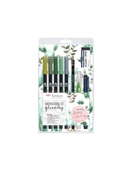 Set watercoloring tombow greenery 9 piezas Set watercoloring tombow greenery 9 piezas