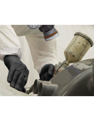 Guantes deltaplus de nitrilo desechable negro caja de 100 unidades talla 8 9