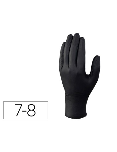 Guantes deltaplus de nitrilo desechable negro caja de 100 unidades talla 7 8