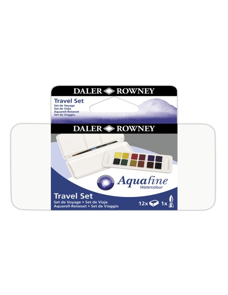 Acuarela daler rowney aquafine travel set con pincel caja de 12 colores surtidos