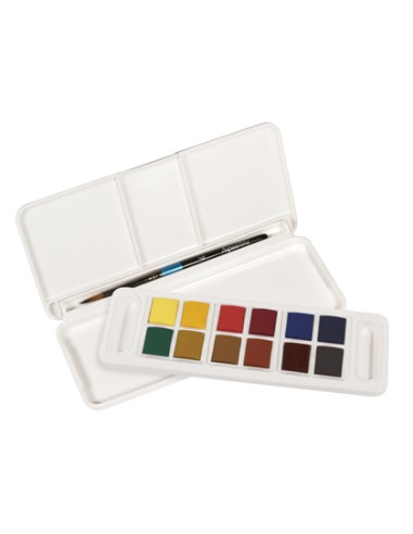 Acuarela daler rowney aquafine travel set con pincel caja de 12 colores surtidos