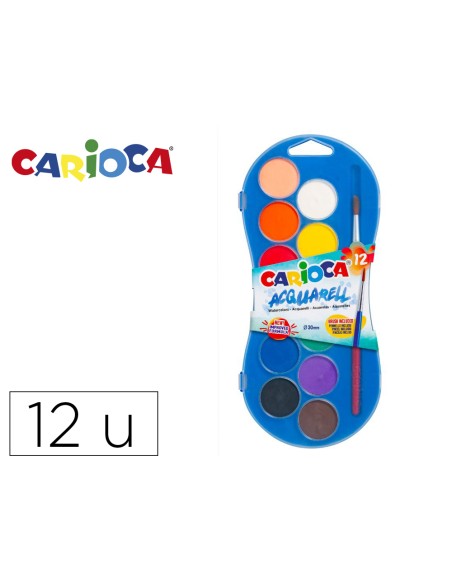 Acuarela carioca 12 colores con pincel estuche de plastico