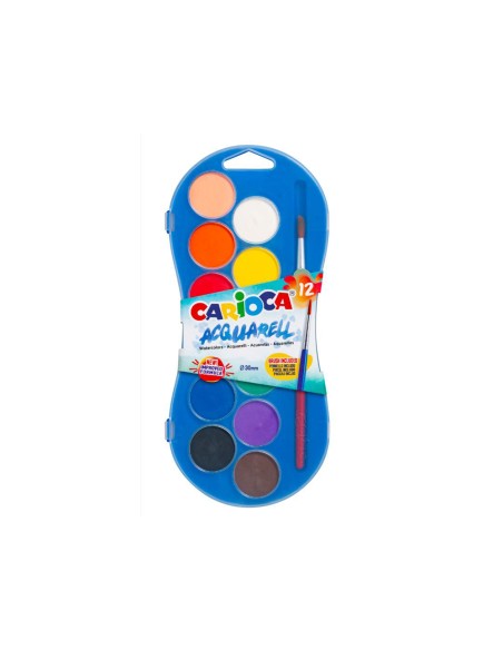 Acuarela carioca 12 colores con pincel estuche de plastico
