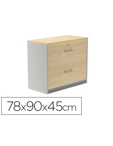 Armario rocada con dos cajones serie store 78x90x45 cm acabado ab02 aluminio gris