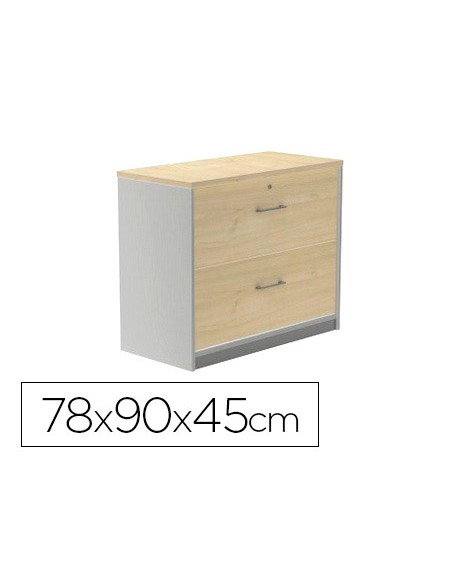 Armario rocada con dos cajones serie store 78x90x45 cm acabado ab02 aluminio gris